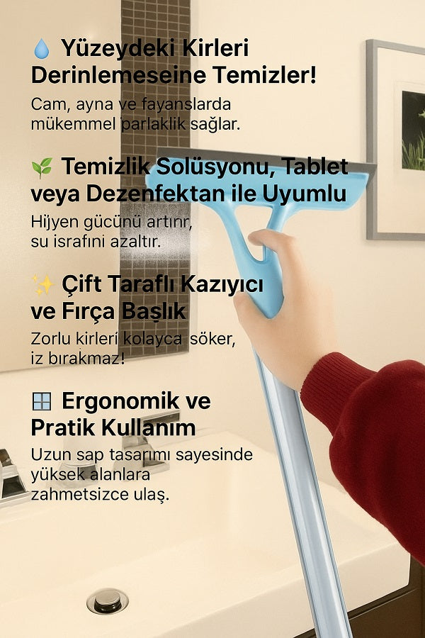 4 in 1 Spreyli Çek Çekli Camsil ve Fırça Aparatı