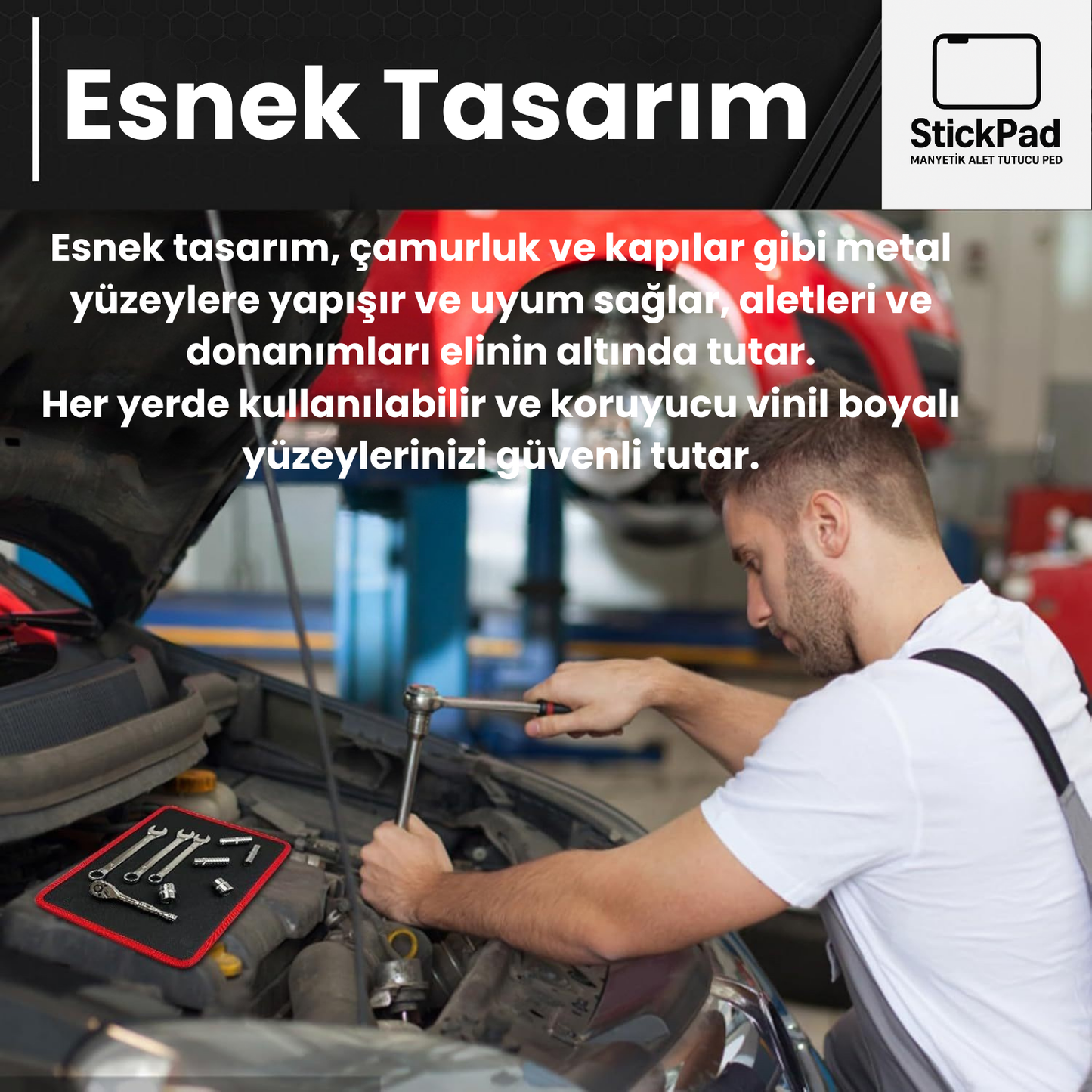 3 Parça StickPad – Manyetik Alet Tutucu Ped