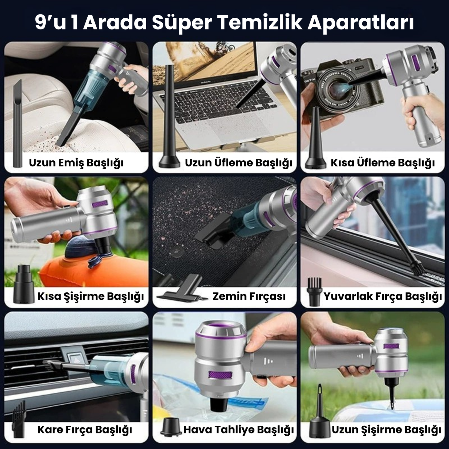 TurboClean Araç Vakum – Çift Güç: Emiş & Üfleme