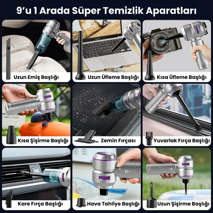 TurboClean Araç Vakum – Çift Güç: Emiş & Üfleme