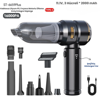 TurboClean Araç Vakum – Çift Güç: Emiş & Üfleme