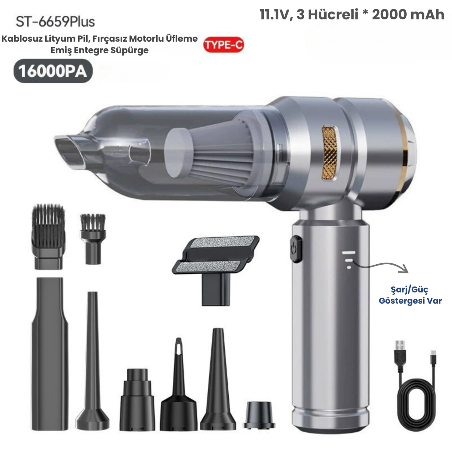 TurboClean Araç Vakum – Çift Güç: Emiş & Üfleme