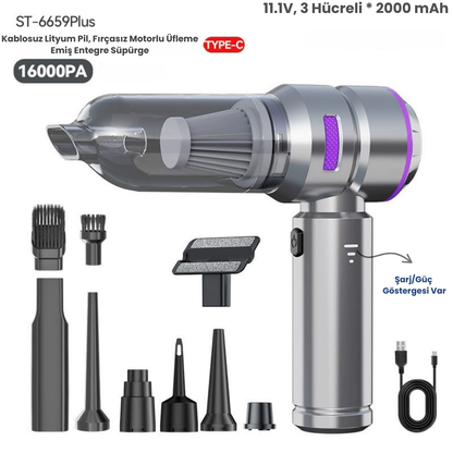 TurboClean Araç Vakum – Çift Güç: Emiş & Üfleme